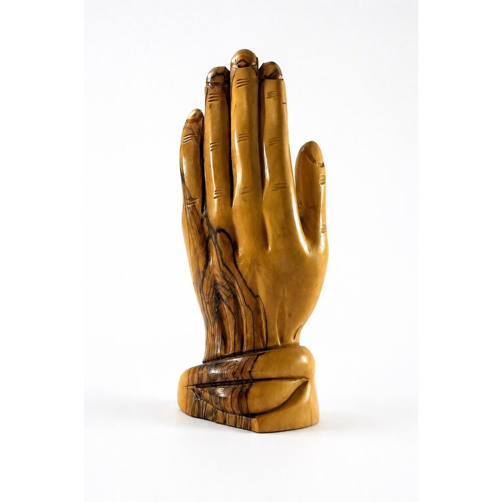 Vintage Hand Carved Olive Wood Hand Sculpture Figurine Abstract Wood Art 7.5”